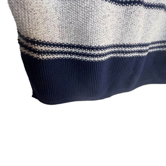 J. Jill Gray & Navy Striped Soft Oversized Cowl Neck Tunic Sweater Sz S - Picture 3 of 15